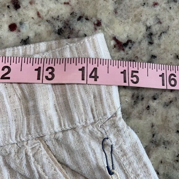 Caslon Linen Blend Elastic Waist Pull On Shorts Tan Striped NWT Size XS - Picture 6 of 7